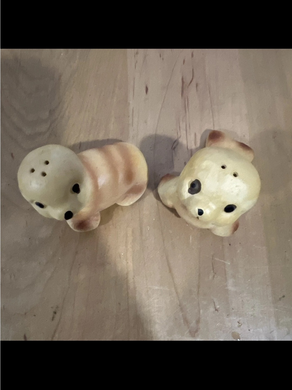 Vintage Ceramic Bisque Seal Pups Salt And Pepper Shakers
